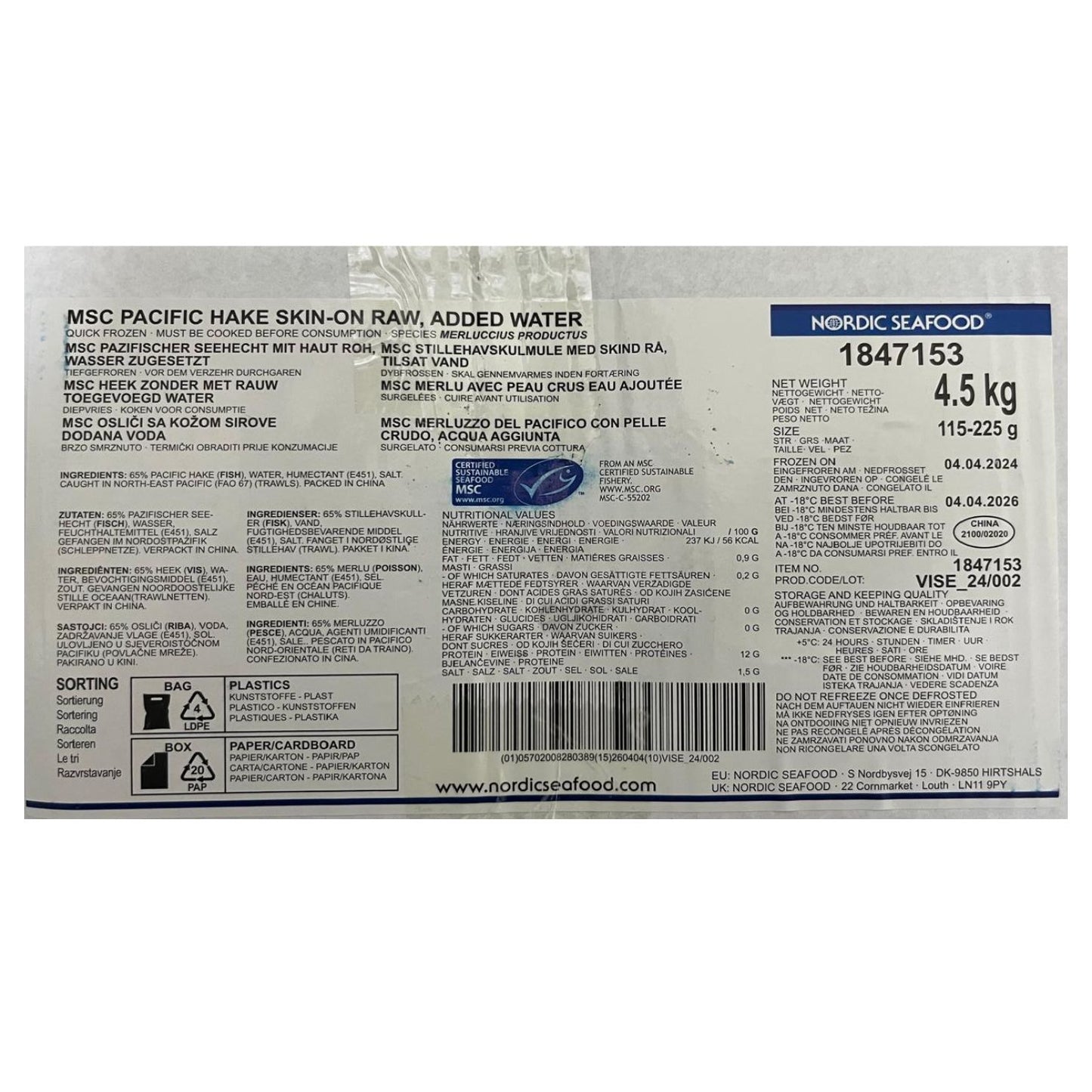 File Hake (Merluccius) BAX/5kg; 38lei-1kg - Cochiliafood